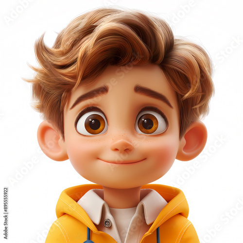 3d portraits of happy people on a white background. Cartoon characters boy and man, vector illustration