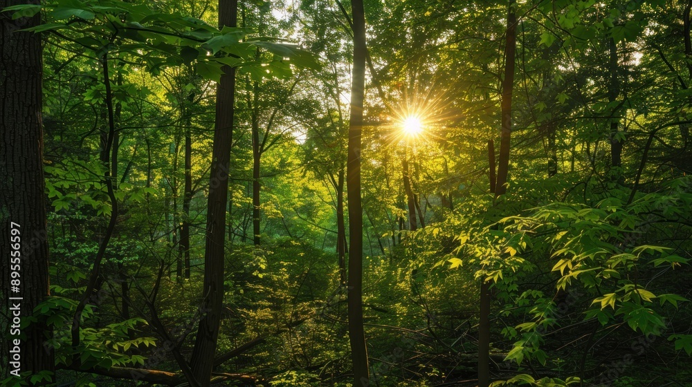Fototapeta premium Sunlight Through Forest Canopy