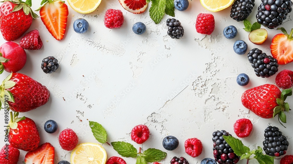 Group of Fruit pattern of colorful wild berries isolated on color background,Strawberry,cherry,Raspberries,blueberries and blackberries,Top view,Flat lay,Creative,selective focus. Group of Fruit pattern of colorful wild berries isolated on color background,Strawberry,cherry,Raspberries,blueberries and blackberries,Top view,Flat lay,Creative,selective focus.