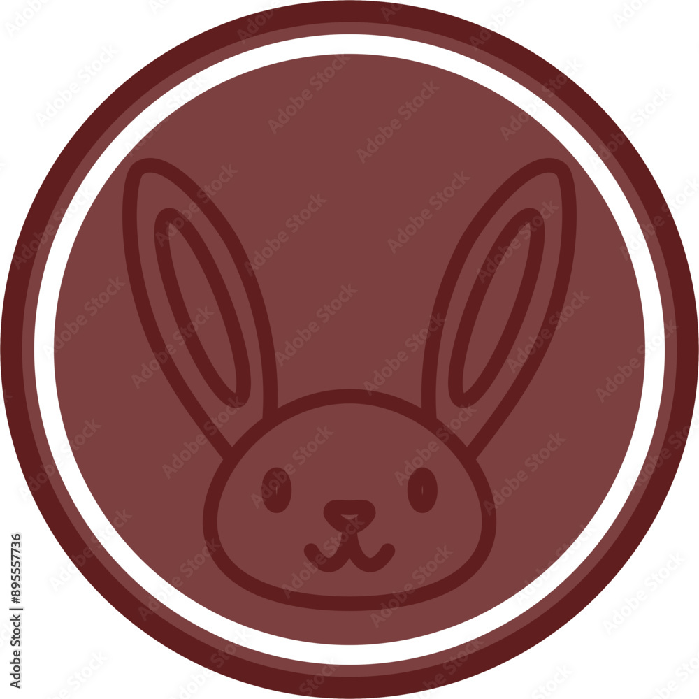 Fototapeta premium Rabbit Vector Line Double Circle Maroon