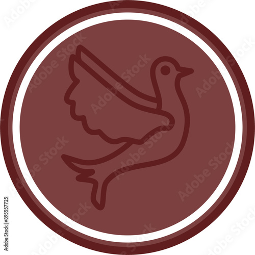 Pigeon Vector Line Double Circle Maroon