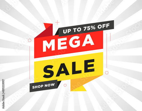 A dynamic mega sale banner. Up to 75%. Shop now.