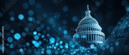 Capitol Hill is depicted with a futuristic, shimmering aura in an ultramodern, supernatural scene banner with copy space