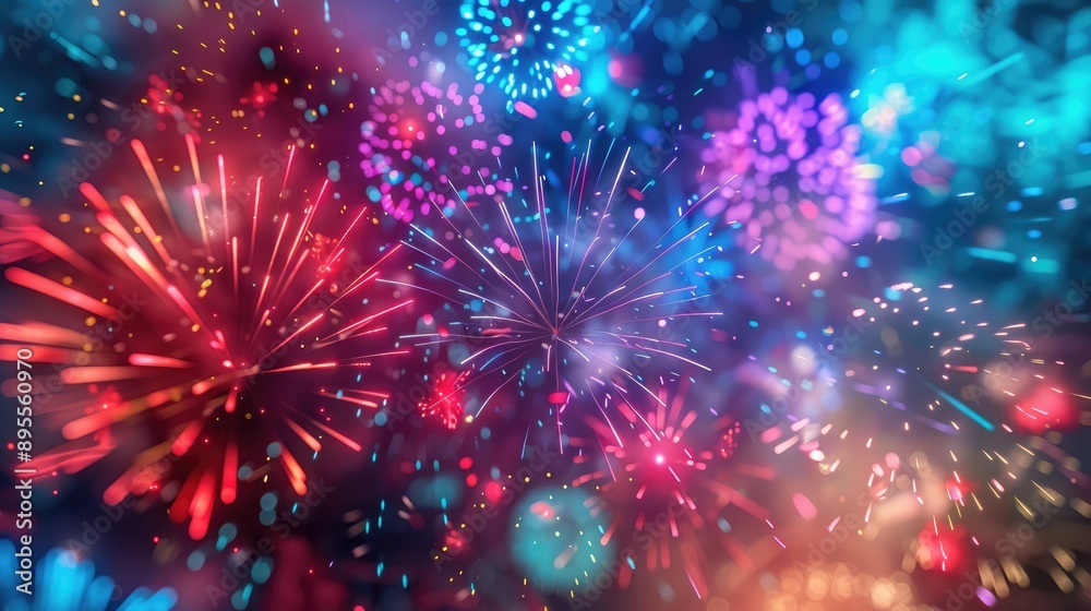A vibrant fireworks display lighting up the night sky with a burst of colors. A vibrant fireworks display lighting up the night sky with a burst of colors.