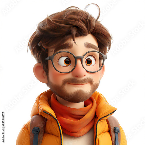 3d portraits of happy people on a white background. Cartoon characters boy and man, vector illustration