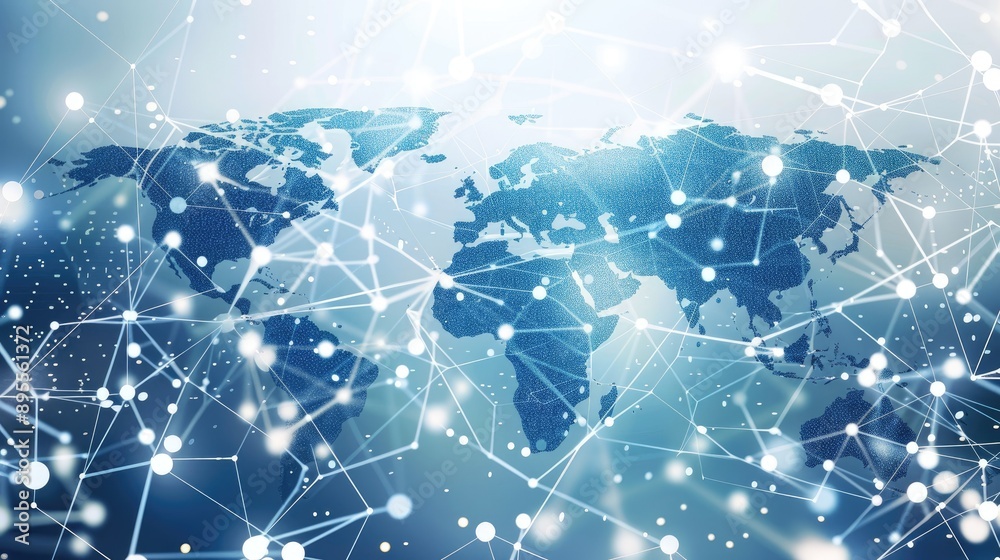 Obraz premium Abstract global trade network with interconnected lines and dots.