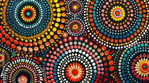 Australian Aboriginal fabric with unique dot painting designs.