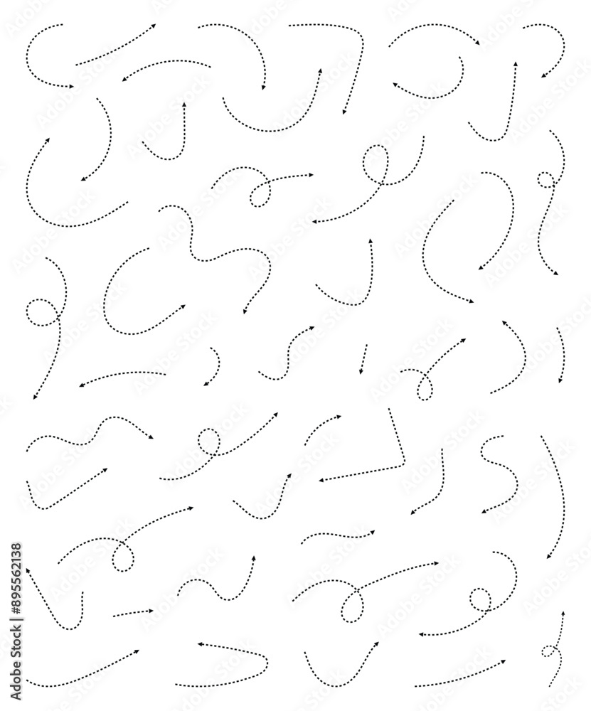 Set of Thin Doted Line Arrow Vector Design Set of Thin Doted Line Arrow Vector Design