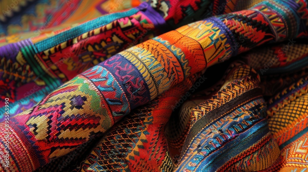 Traditional Bhutanese kira fabric with intricate patterns. Traditional Bhutanese kira fabric with intricate patterns.