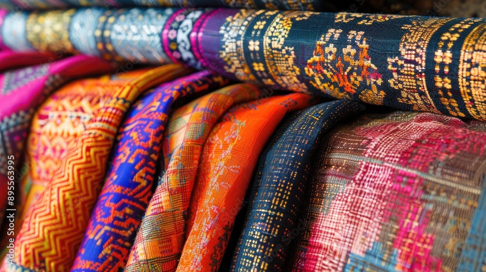 Traditional Bhutanese kira fabric with intricate patterns. Traditional Bhutanese kira fabric with intricate patterns.