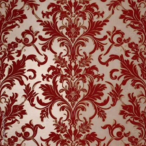 Red wallpaper with damask pattern Gerenative AI