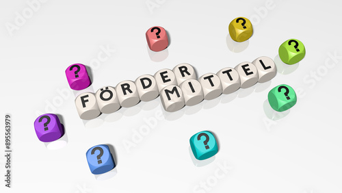 Buchstabenwürfel bilden das Wort Fördermittel