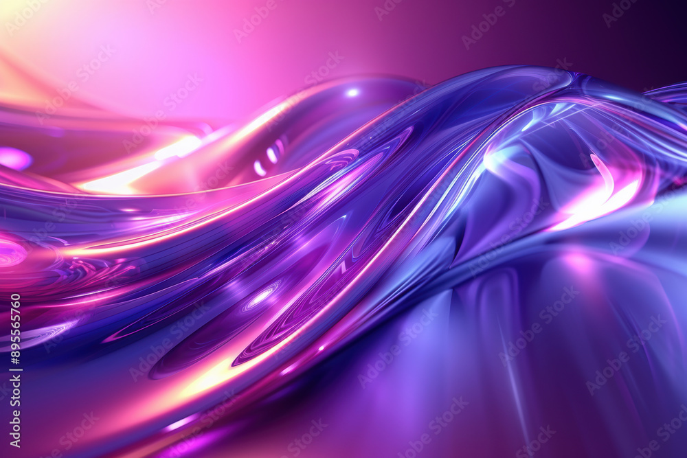 Naklejka premium Purple and Blue Gradient Waves