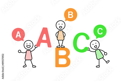 子供・キッズに模したキャラクターと英語教育のイメージイラスト