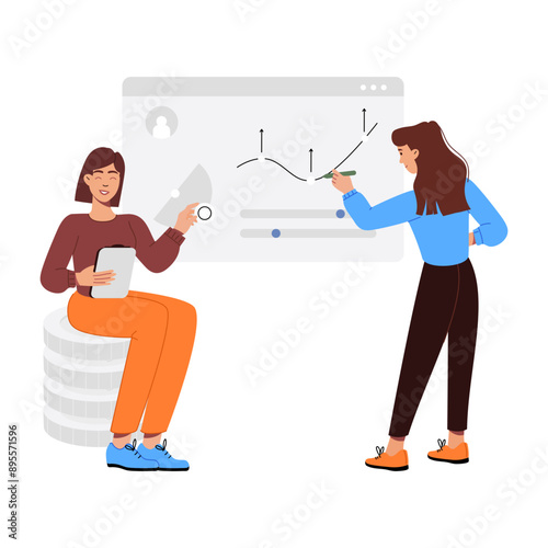 A flat illustration of finance team analysis 

