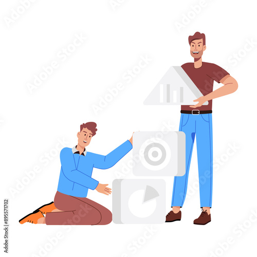 A flat style character illustration of delegation

