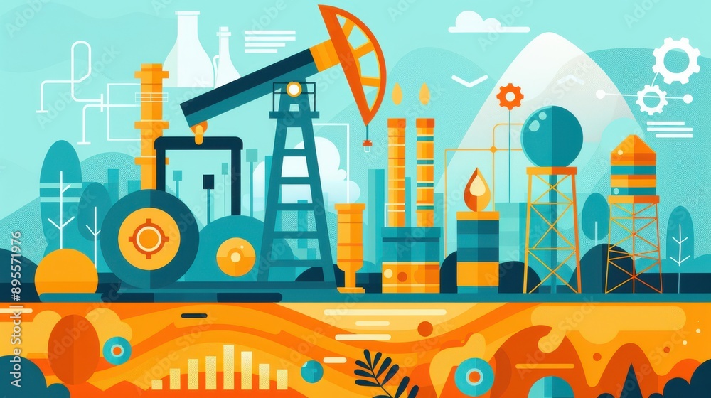 Fototapeta premium Oil extraction, rising financial burden