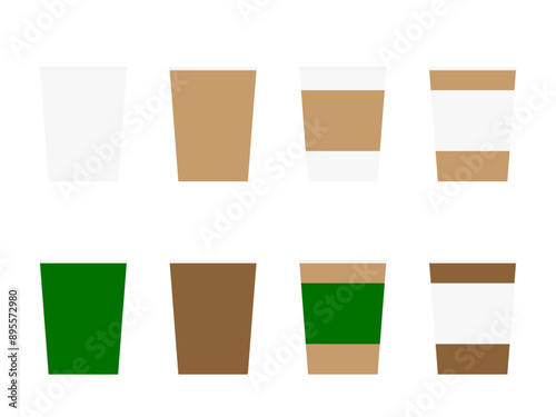 フラットな紙コップコーヒーアイコンセット