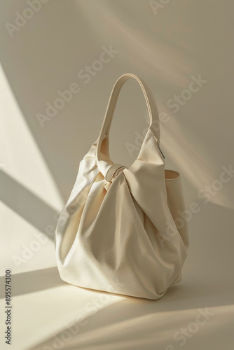 Stylish bag in a minimalist composition. Accessories aesthetic concept.