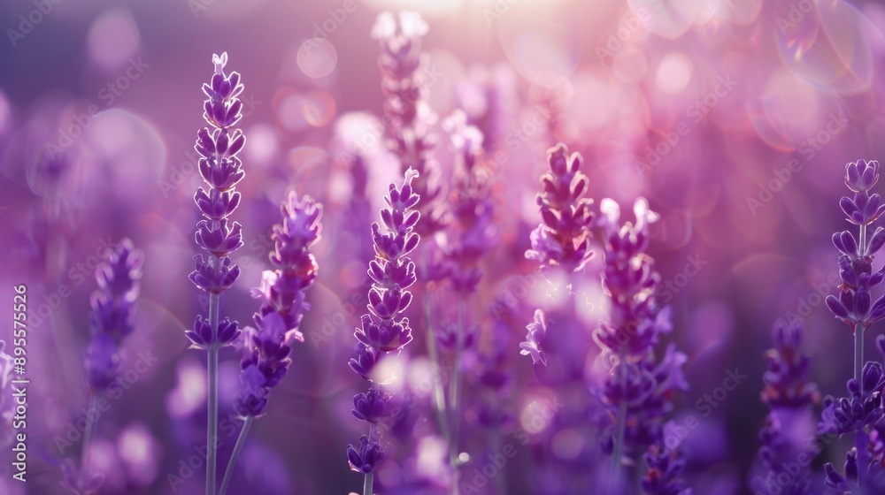 Naklejka premium Lavender field in the sunset