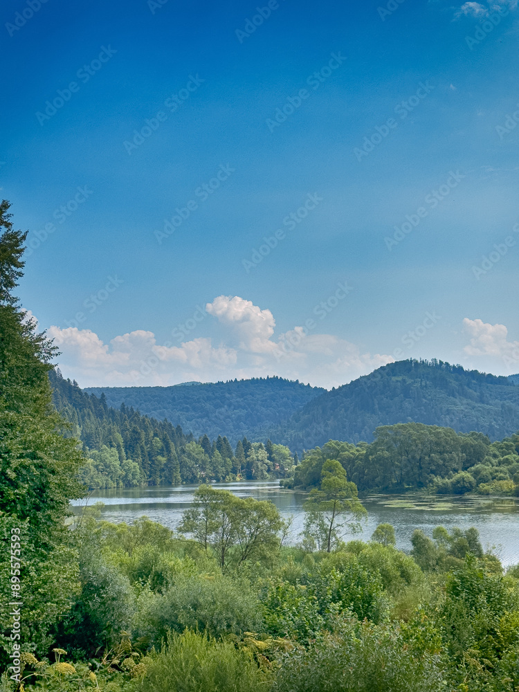 Fototapeta premium The landscape of Carpathian Mountains in the cloudy weather. Perfect weather condition in the summer season