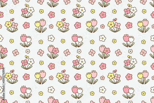 Adorable flowers seamless pattern