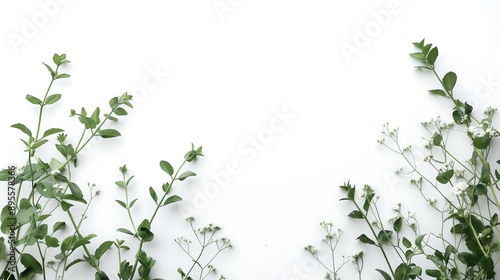 Wallpaper Mural Natural Herbal Plant on White Background with Space for Text, Perfect for Posters, Backgrounds, and Banners Featuring Organic and Minimalist Designs Torontodigital.ca