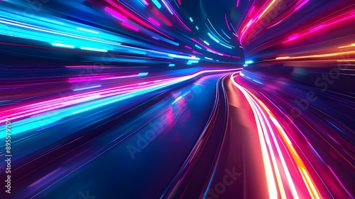 speed acceleration while driving at night. Fast-moving stripes and light on a dark background. bright, abstract illustration.