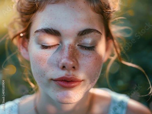 Woman with Freckles Close Up