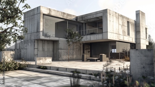house made from concrete blocks industrial look minimalist design © Elisaveta