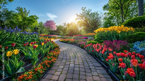 Fototapeta Naklejka Na Ścianę i Meble -  A photo of a beautiful flower garden, 