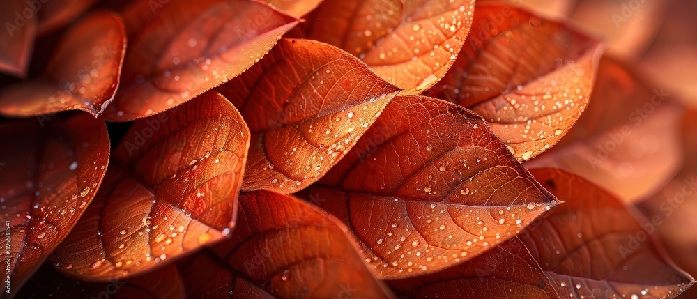 Obraz premium Extreme close-up of Oak Corn Spice, showcasing intricate leaf details on a clear background. Space for text.