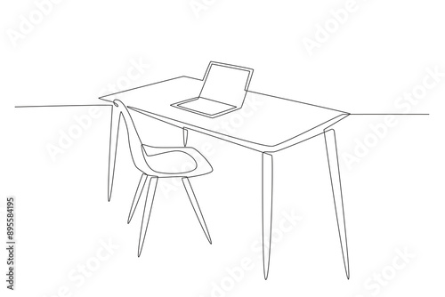 Home office concept one-line drawing