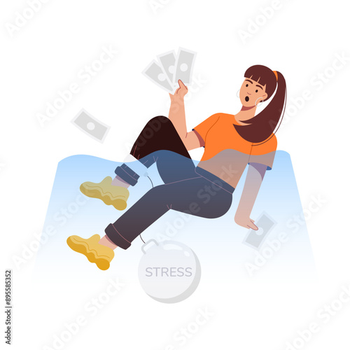 Character based flat illustration of debt stress 

