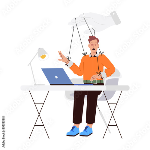Character based flat illustration of marionette

