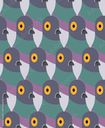 Pigeon pattern seamless. Dove funny background. Ornament of kids fabric