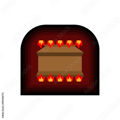 Crematorium sign. Burning a coffin is a symbol of burial.