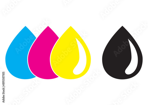CMYK Ink Primary Colours Drops separate black