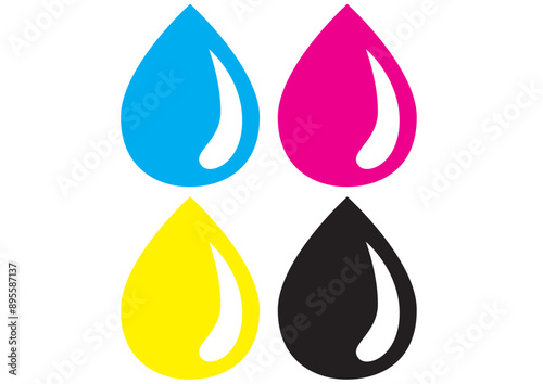 CMYK colours Four Ink Drops
