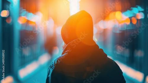 Person trespassing on private property at night, Crime, unauthorized entry and security breach