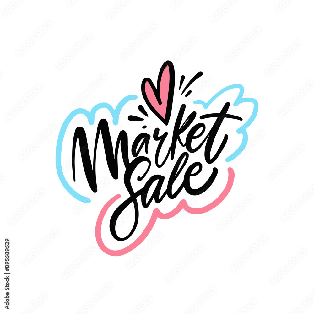 Obraz premium Creative illustration depicting a market sale with heart, featuring handdrawn typography