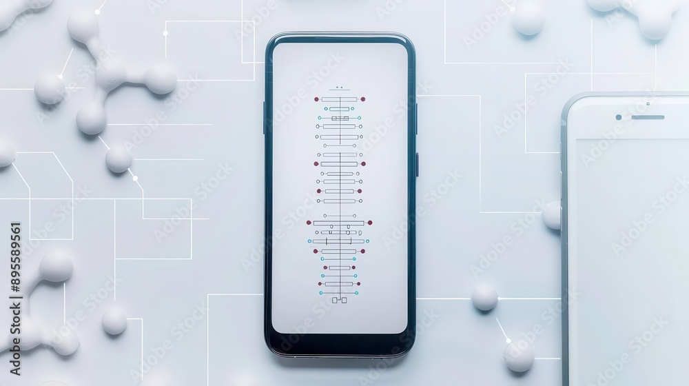 Genetic testing kit with results on a smartphone, health tech, personalized genomics Genetic testing kit with results on a smartphone, health tech, personalized genomics