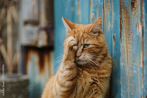 Funny facepalm cat photo