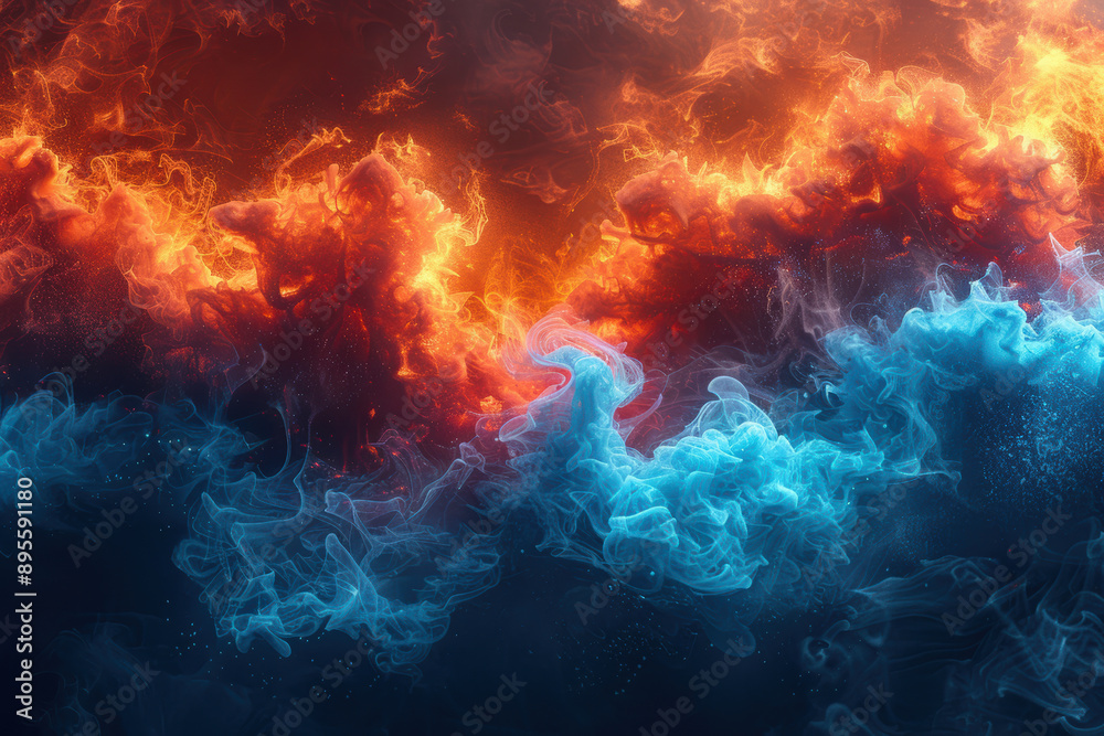 Fototapeta premium Blue and Red Elemental Intertwine