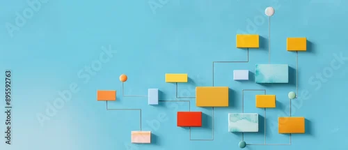 Panel kuchenny z motywem Creative Watercolor Flowchart Design with Hand-Drawn Elements and Open Sections for Customization