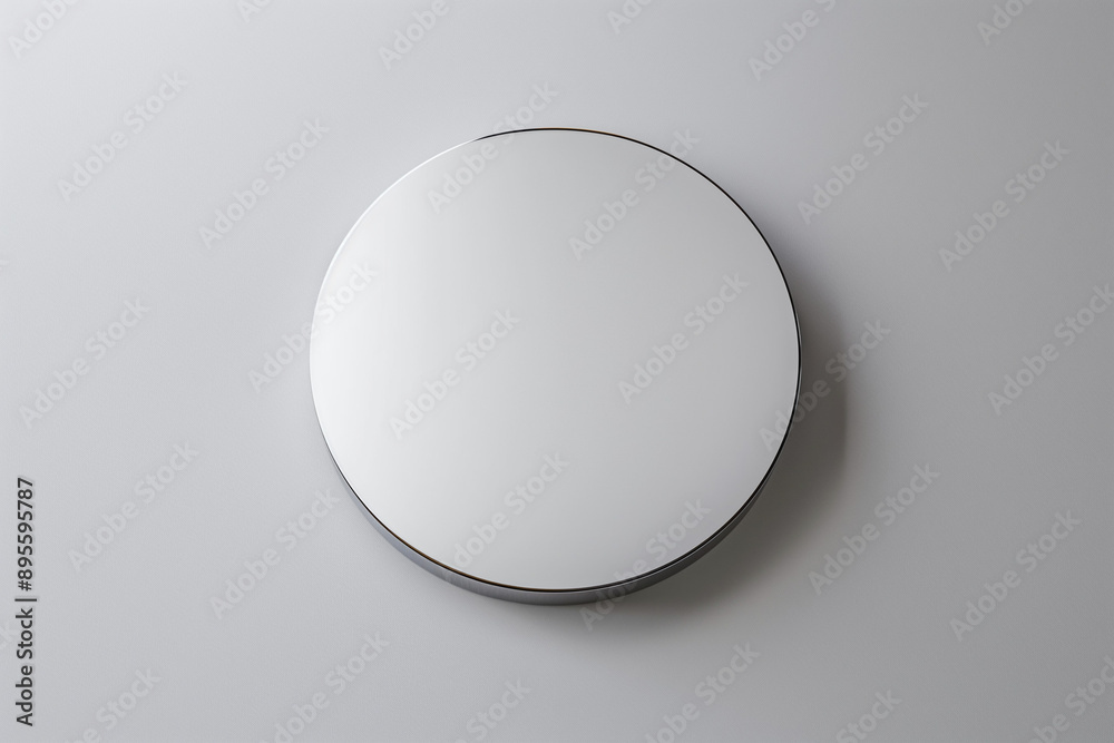 Round aluminum plate luxury mockup, white background Round aluminum plate luxury mockup, white background