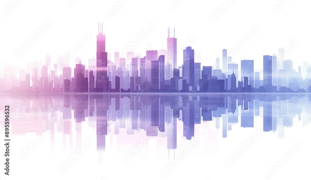 City Skyline with Reflection in Water City Skyline with Reflection in Water