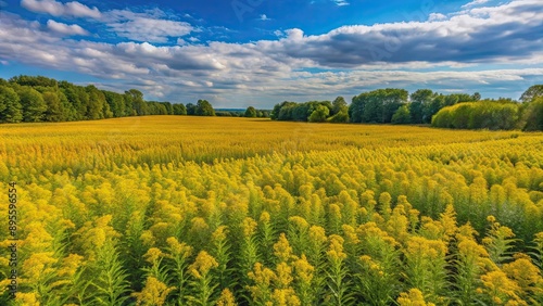 Beautiful goldenrod field in Wooster, Ohio, goldenrod, field, flowers, nature, landscape, yellow, Ohio, countryside, blooming photo