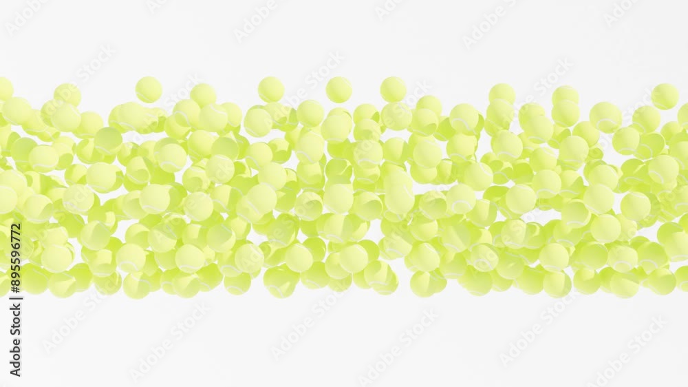 A wide strip of Volleyballs spinning on a white background. Sports background, Geometric design, Modern render, Abstract 3d realistic elements A wide strip of Volleyballs spinning on a white background. Sports background, Geometric design, Modern render, Abstract 3d realistic elements
