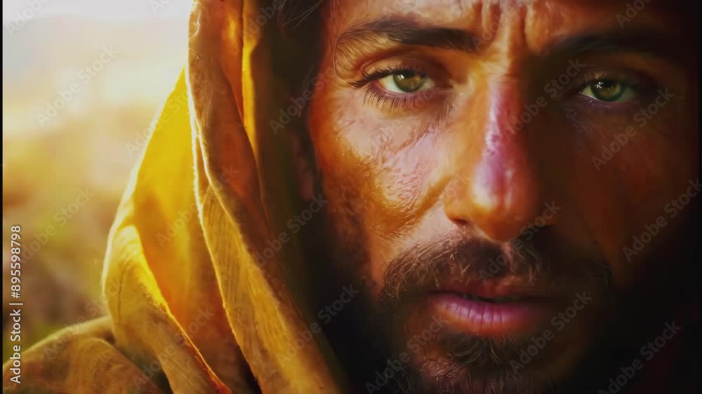 Jesus Christ face portrait realistic isolated animation -- 4k stock ...